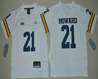 Youth Michigan Wolverines #21 Desmond Howard White Stitched NCAA Brand Jordan College Football Jersey