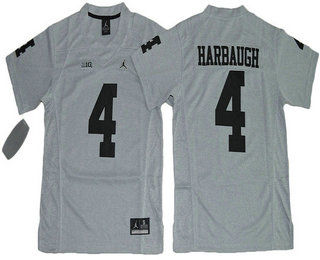 Youth Michigan Wolverines #4 Jim Harbaugh Gridiron Gray II Limited Stitched College Football Nike NCAA Jersey
