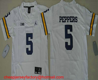 Youth Michigan Wolverines #5 Jabrill Peppers White Stitched NCAA Brand Jordan College Football Jersey