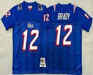 Youth New England Patriots #12 Tom Brady Blue Throwback Jersey