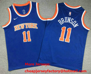 Youth New York Knicks #11 Jalen Brunson Blue Icon Swingman Jersey