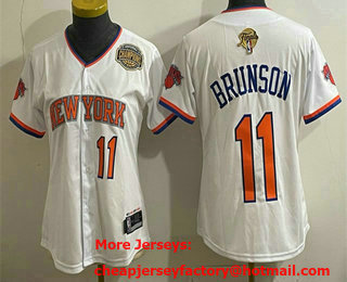 Youth New York Knicks #11 Jalen Brunson White 2026 Finals Eastern Conference Champions Patch Stitched Baseball Jersey