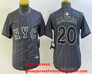 Youth New York Mets #20 Pete Alonso Grey 2024 City Connect Cool Base Stitched Jersey