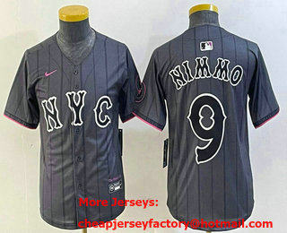 Youth New York Mets #9 Brandon Nimmo Gray 2024 City Connect Cool Base Stitched Jersey