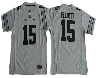 Youth Ohio State Buckeyes #15 Ezekiel Elliott Gridiron Gray II Limited Stitched College Football Nike NCAA