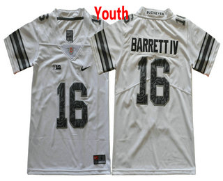 Youth Ohio State Buckeyes #16 J.T. Barrett IV Gridiron White With Camo Stitched NCAA 2017 Nike College Football Jersey