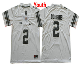 Youth Ohio State Buckeyes #2 J. K. Dobbins Gridiron White With Camo Stitched NCAA 2017 Nike College Football Jersey