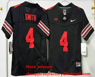 Youth Ohio State Buckeyes #4 Jeremiah Smith Black FUSE College Stitched Jersey