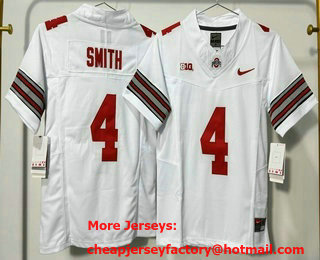 Youth Ohio State Buckeyes #4 Jeremiah Smith White FUSE College Stitched Jersey