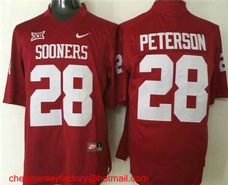 Youth Oklahoma Sooners #28 Adrian Peterson Red Stitched NCAA Nike College Football Jersey