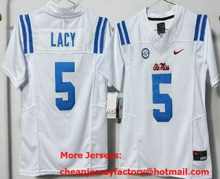 Youth Ole Miss Rebels #5 Kewan Lacy Limited White FUSE College Football Jersey