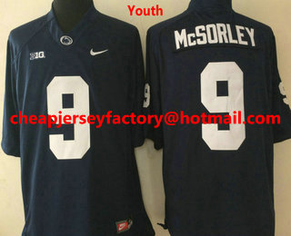 Youth Penn State Nittany Lions #9 Trace McSorley Navy Blue College Football Stitched Nike NCAA Jersey