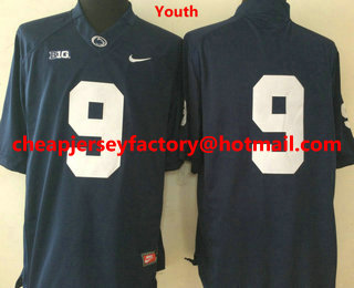 Youth Penn State Nittany Lions #9 Trace McSorley No Name Navy Blue College Football Stitched Nike NCAA Jersey