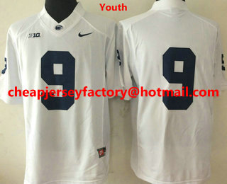 Youth Penn State Nittany Lions #9 Trace McSorley No Name White College Football Stitched Nike NCAA Jersey