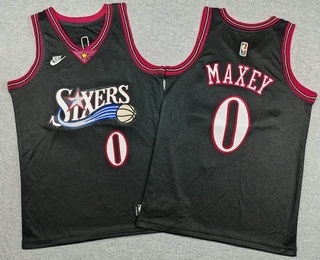 Youth Philadelphia 76ers #0 Tyrese Maxey Black Classic Swingman Jersey