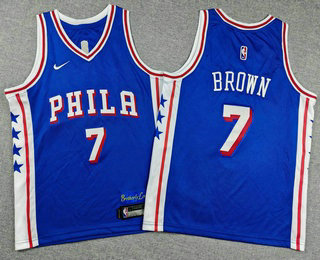 Youth Philadelphia 76ers #7 Jaylen Brown Royal 2026 Icon Edition Stitched Jersey