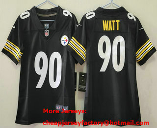 Youth Pittsburgh Steelers #90 TJ Watt Black 2017 Vapor Stitched NFL Limited Jersey