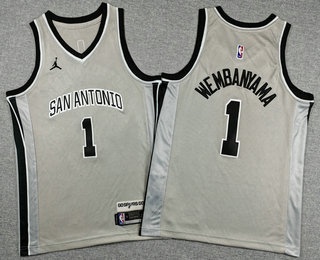 Youth San Antonio Spurs #1 Victor Wembanyama Gray 2025 Statement Swingman Jersey