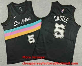 Youth San Antonio Spurs #5 Stephon Castle Black 2025 City Swingman Jersey