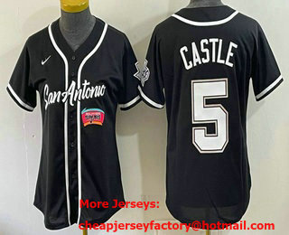 Youth San Antonio Spurs #5 Stephon Castle Black Stitched Baseball Jersey