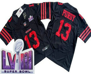 Youth San Francisco 49ers #13 Brock Purdy Limited Black LVIII Super Bowl FUSE Vapor Jersey