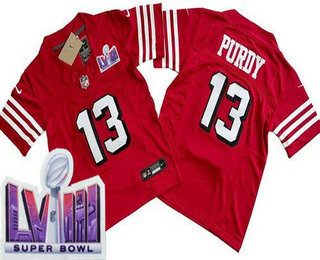 Youth San Francisco 49ers #13 Brock Purdy Limited Red Throwback LVIII Super Bowl FUSE Vapor Jersey