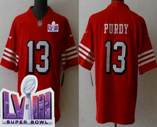 Youth San Francisco 49ers #13 Brock Purdy Limited Red Throwback LVIII Super Bowl Vapor Jersey