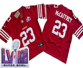 Youth San Francisco 49ers #23 Christian McCaffrey Limited Red LVIII Super Bowl FUSE Vapor Jersey