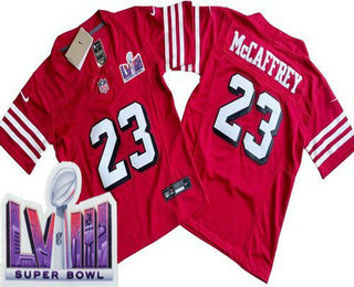 Youth San Francisco 49ers #23 Christian McCaffrey Limited Red Throwback LVIII Super Bowl FUSE Vapor Jersey