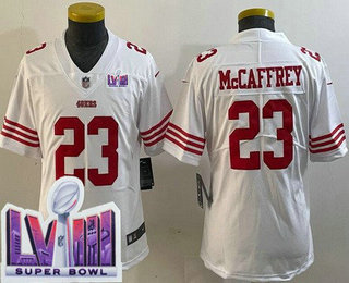 Youth San Francisco 49ers #23 Christian McCaffrey Limited White LVIII Super Bowl Vapor Jersey