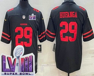 Youth San Francisco 49ers #29 Talanoa Hufanga Limited Black LVIII Super Bowl Vapor Jersey