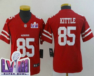 Youth San Francisco 49ers #85 George Kittle Limited Red LVIII Super Bowl Vapor Jersey