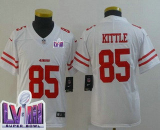 Youth San Francisco 49ers #85 George Kittle Limited White LVIII Super Bowl Vapor Jersey