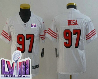 Youth San Francisco 49ers #97 Nick Bosa Limited White Throwback LVIII Super Bowl Vapor Jersey