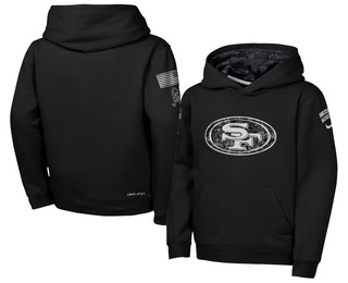 Youth San Francisco 49ers Black 2026 Salute to Service Sideline Pullover Hoodie
