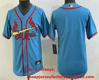 Youth St Louis Cardinals Blank Blue Cool Base Stitched Jersey