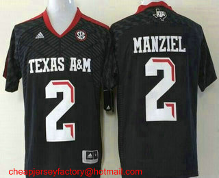 Youth Texas A&M Aggies #2 Johnny Manziel Black Stitched College Football NCAA Jersey
