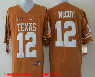 Youth Texas Longhorns #12 Colt McCoy Orange Stitched NCAA Nike College Football Jersey