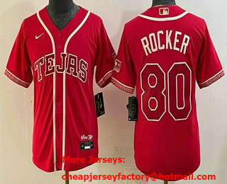 Youth Texas Rangers #80 Kumar Rocker Red 2026 City Connect Stadium Jersey