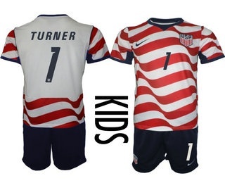 Youth USA National Team #1 Matt Turner Home White 2026 World Cup Soccer Jersey Suit