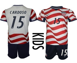 Youth USA National Team #15 Johnny Cardoso Home White 2026 World Cup Soccer Jersey Suit