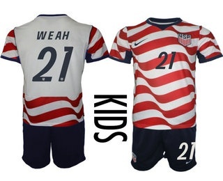 Youth USA National Team #21 Timothy Weah Home White 2026 World Cup Soccer Jersey Suit