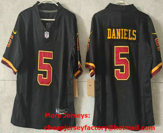 Youth Washington Commanders #5 Jayden Daniels Limited Black Alternate FUSE Vapor Jersey