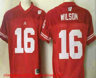 Youth Wisconsin Badgers #16 Russell Wilson Red Stitched College Football NCAA Jersey