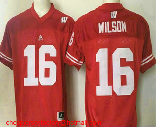 Youth Wisconsin Badgers #16 Russell Wilson Red Stitched College Football NCAA Jersey