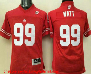 Youth Wisconsin Badgers #99 J.J. Watt Red Stitched NCAA College Football Jersey